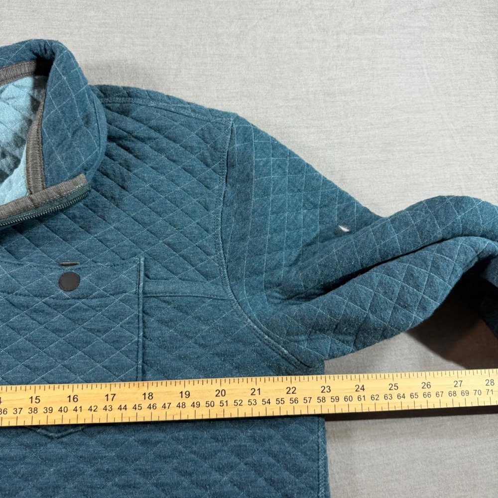 Eddie Bauer Quilted Quarter Zip Pullover Mens L Blue Excellent Diamond Pattern - Picture 5 of 10